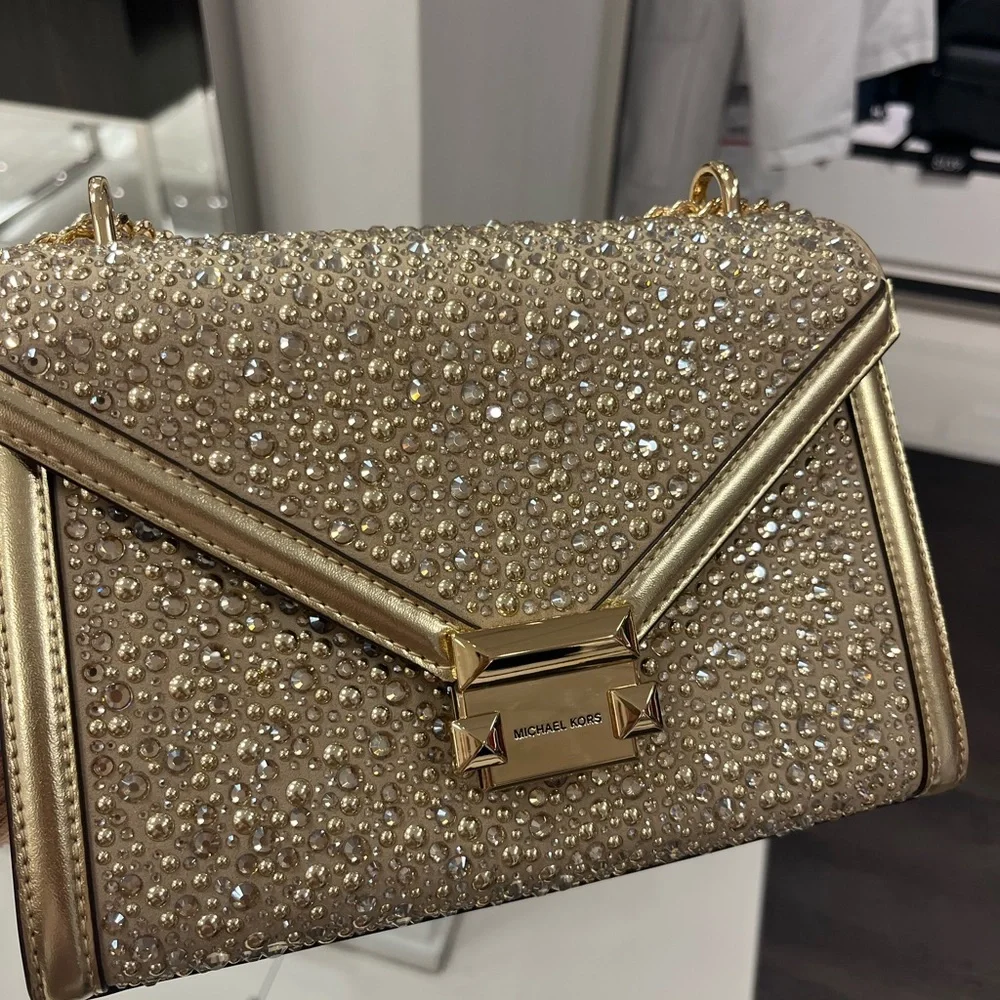 Michael Kors Gold Embellished Whitney Shoulder Bag - Picture 4 of 11